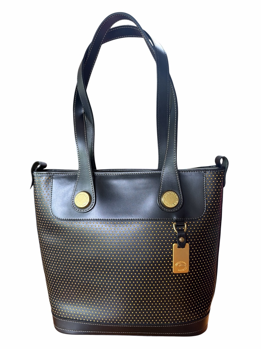 Dooney & Bourke Vintage Cabrio Perforated Leather Tote, Made in USA, Black